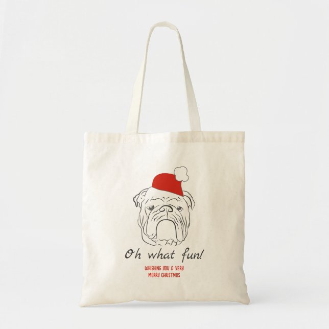 Tote Bag Noël Bouledogue Anglais (Devant)