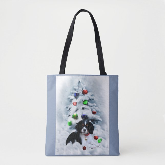 Tote Bag Noël Cavalier King Charles Spaniel (Devant)