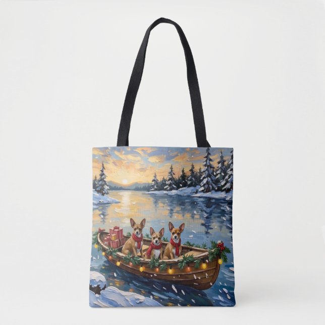 Tote Bag Noël Chihuahua Bateau Fêtes (Devant)
