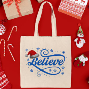 Tote Bag Noël Croire Père Noël - Père Noël Bleu