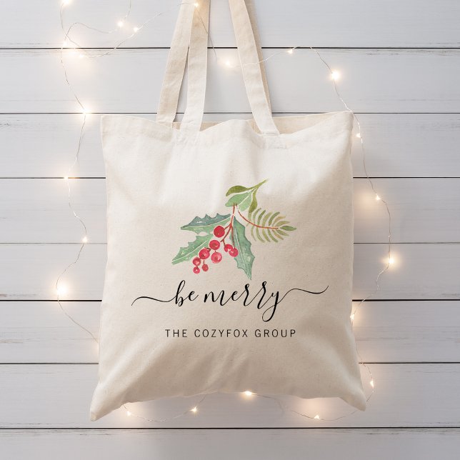 Tote Bag Noël d'affaires Aquarelle Verdure (Business Christmas Watercolor Greenery Tote Bag)