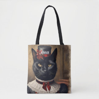 Tote Bag Noël de chat noir rétro