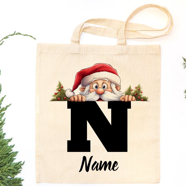 Tote Bag Noël de famille monographique Père Noël personnali (Créateur téléchargé)