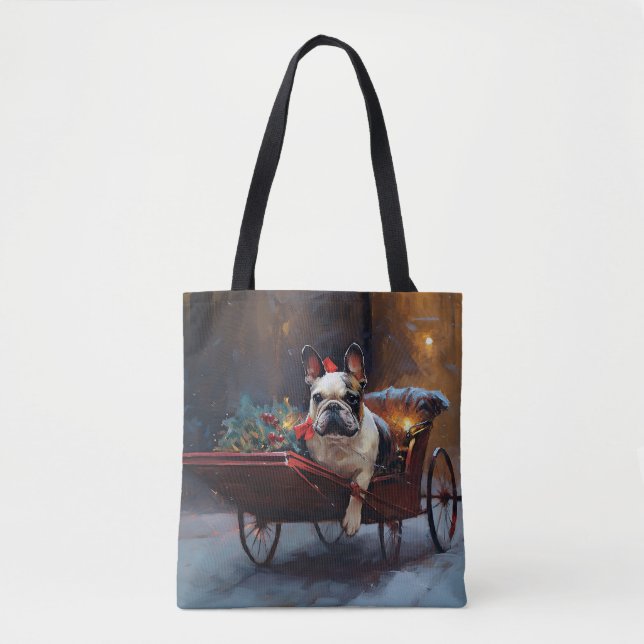 Tote Bag Noël de la saison festive de Bouledogue français (Devant)
