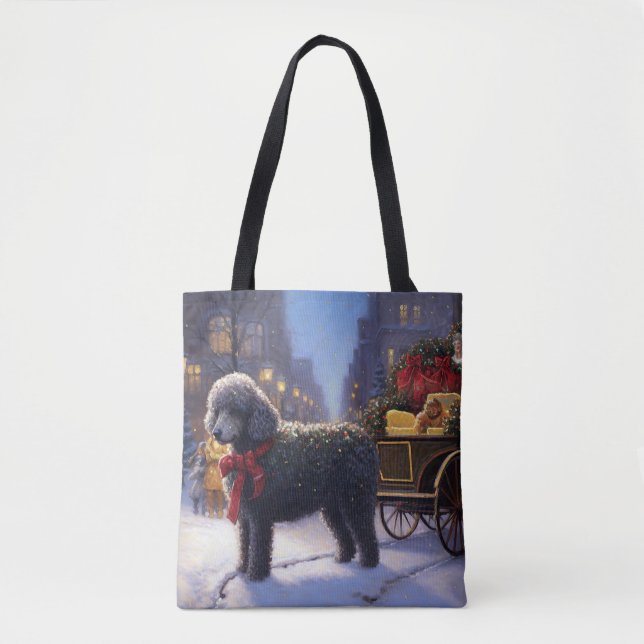 Tote Bag Noël de la saison festive du Caniche (Devant)