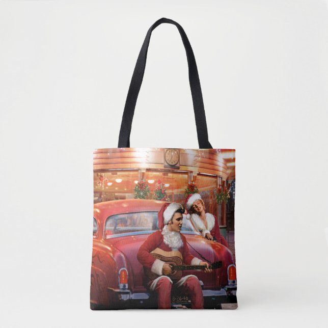 Tote Bag Noël d'Elvis et de Marilyn (Devant)