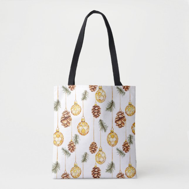 Tote Bag Noël des cônes de pin de miel (Devant)