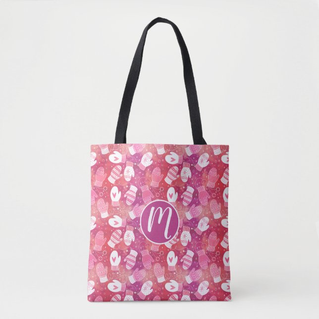 Tote Bag Noël d'hiver Mittens Motif en rose (Devant)