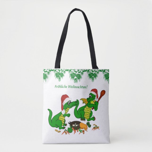 Tote Bag Noël Dragon, en allemand (Devant)