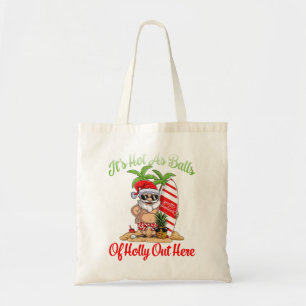 Tote Bag Noël Drôle En Juillet Hot As Balls Père Noël Été