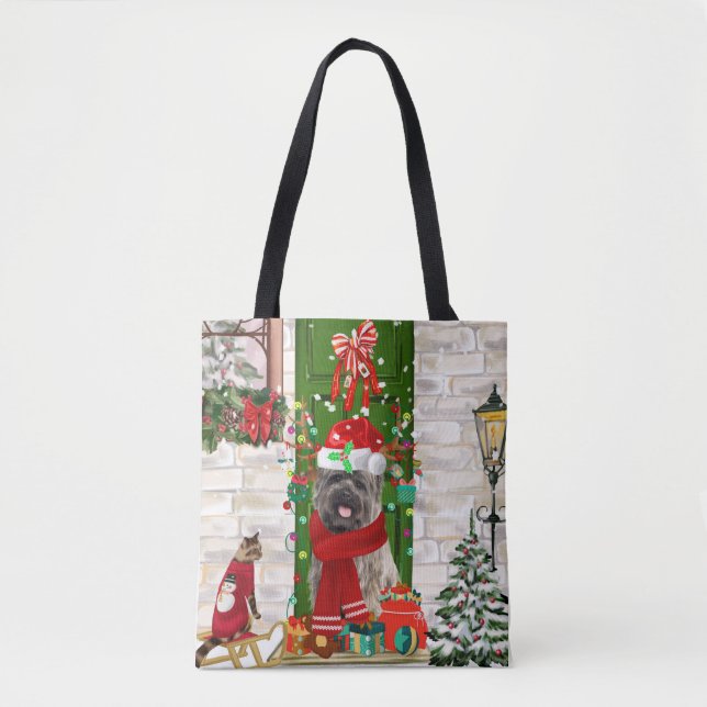Tote Bag Noël du chien de Cairn Terrier (Devant)
