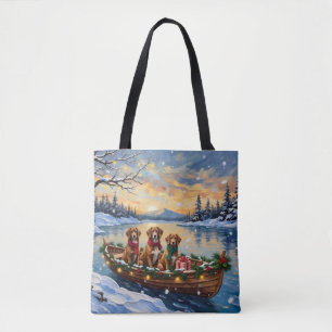 Tote Bag Noël en bateau de Vizsla
