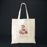 Tote Bag Noël en Flamant rose juillet<br><div class="desc">Envisagez une scène charmante où un délicieux flamant rose, orné d'un chapeau de Père Noël festif, pose gracieusement à côté d'un éventail d'étoiles de mer, de coquillages et de coraux. L'ensemble est baigné d'harmonieuses nuances de vert et de rose, ce qui en fait le motif parfait pour une fête de...</div>