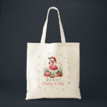 Tote Bag Noël en Flamant rose juillet<br><div class="desc">Envisagez une scène charmante où un délicieux flamant rose, orné d'un chapeau de Père Noël festif, pose gracieusement à côté d'un éventail d'étoiles de mer, de coquillages et de coraux. L'ensemble est baigné d'harmonieuses nuances de vert et de rose, ce qui en fait le motif parfait pour une fête de...</div>