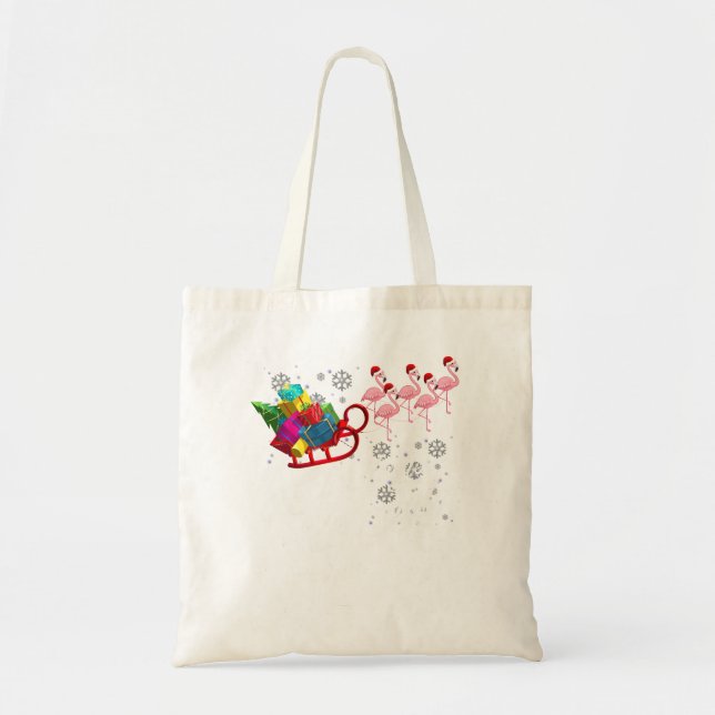 Tote Bag Noël En Juillet Flamants roses De Drapeau Rose Fla (Devant)