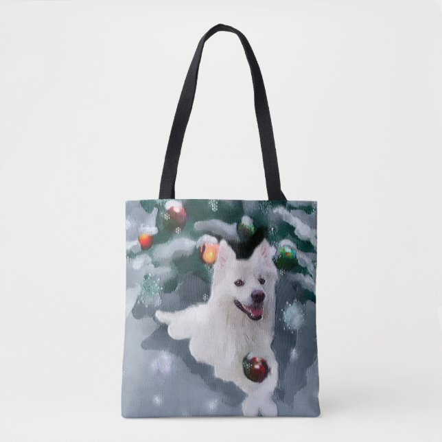 Tote Bag Noël Eskimo Chien américain (Devant)