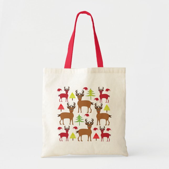 Tote Bag Noël festif des cerfs de Noël (Devant)
