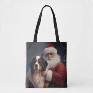 Tote Bag Noël festif du chien de montagne bernois du Père N