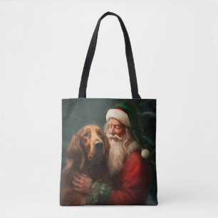 Tote Bag Noël festif du Père Noël de l'Irish Red Setter