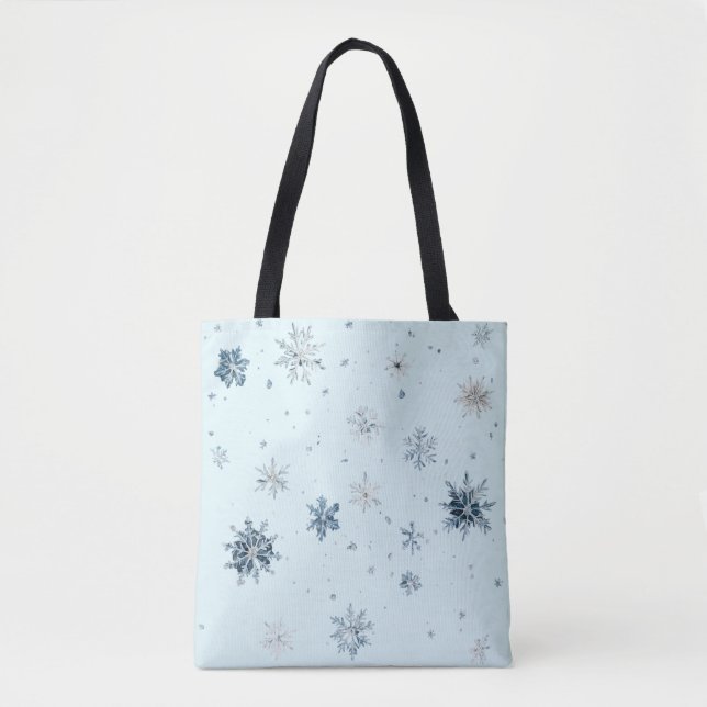 Tote Bag Noël Flocons Bleus (Devant)