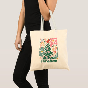 Tote Bag Noël Floral Personnalisé Adorable Coquette Nœud
