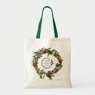 Tote Bag Noël Floral Wreath Custom Company Logo Budget
