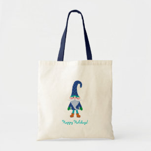 Tote Bag Noël Gnome Bleu mignon