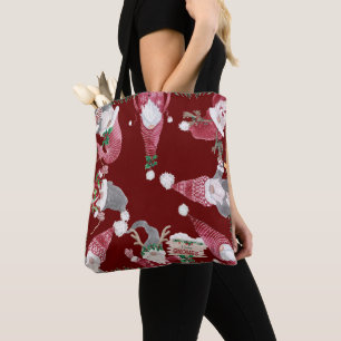 Tote Bag Noël Gnomes Aquarelle Whimsical Cute Elves