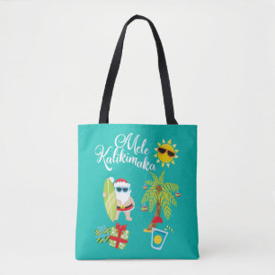 Tote Bag Noël hawaïen. Le père noël Mele Kalikimaka.