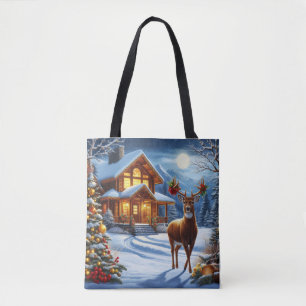 Tote Bag Noël/Hiver Deer Lodge