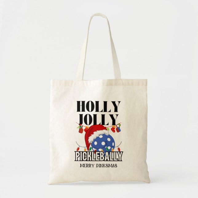 Tote Bag Noël HOLLY JOLLY PICKLEBALLY (Devant)