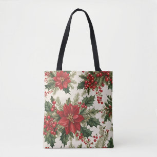 Tote Bag Noël Holly & Red Berries Fourre-tout