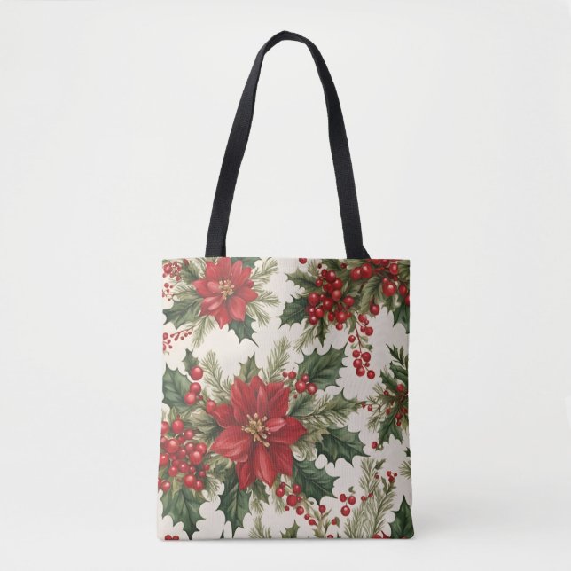 Tote Bag Noël Holly & Red Berries Fourre-tout (Devant)