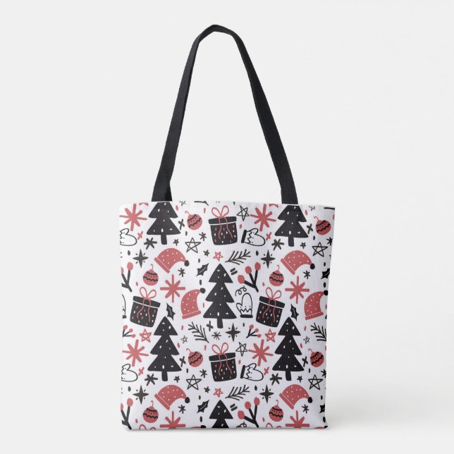 Tote Bag Noël Icônes Noël Arbre Santa Hat (Dos)