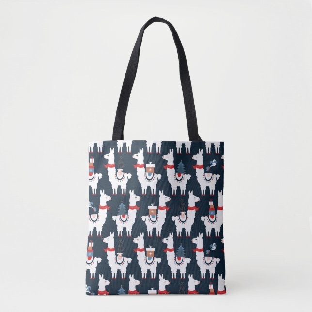 Tote Bag Noël lamas sans couture motif (Devant)