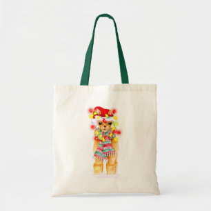 Tote Bag Noël Llama whimsy art