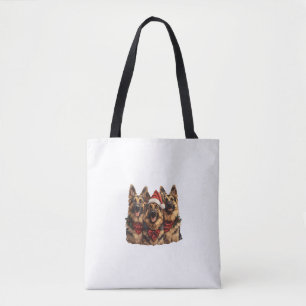 Tote Bag Noël mignon berger allemand chiens de Santa Hat Ho