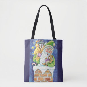 Tote Bag Noël mignon, Père Noël à Chimney avec jouets