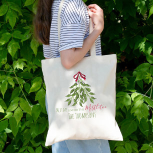 Tote Bag Noël Mignonne Végétation hivernale Mistletoe Simpl