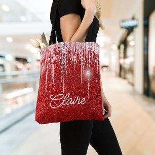 Tote Bag Noël moderne rouge paillettes scintillantes