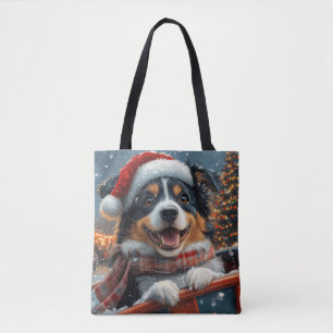 Tote Bag Noël Montagnes Russes Chien Berger Australien