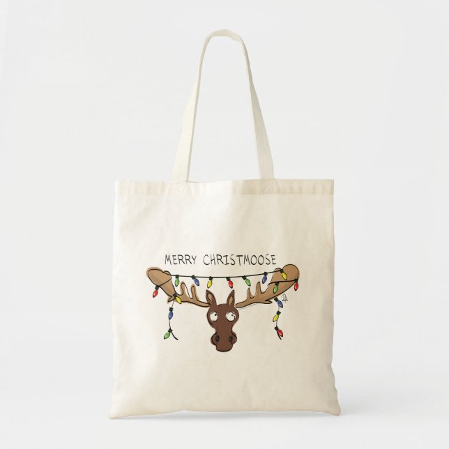 Tote Bag Noël Moose mignonne drôle animal de vacances (Devant)