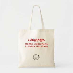 Tote Bag Noël Nom personnalisé Entreprise Logo Budget Affai