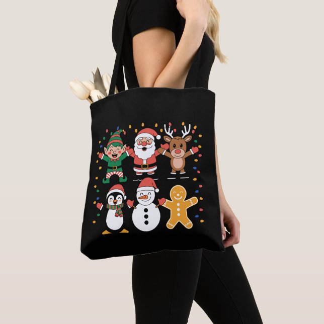 Tote Bag Noël Père Noël Amis Fête famille Noël (De près)