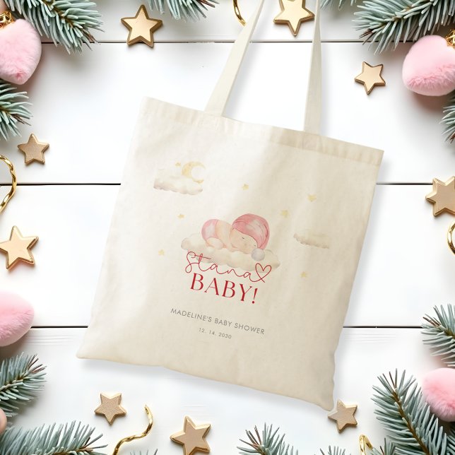 Tote Bag Noël Père Noël bébé fille douche (Créateur téléchargé)