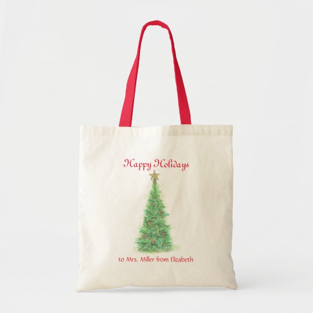 Tote Bag Noël personnalisé de professeur (Devant)