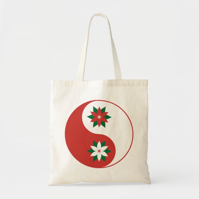 Tote Bag Noël Poinsettia Yin Yang (Devant)