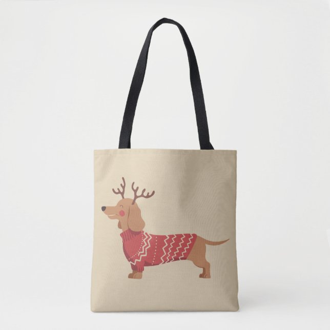 Tote Bag Noël Propriétaire de chien Dachshund Cadeau Noël N (Devant)