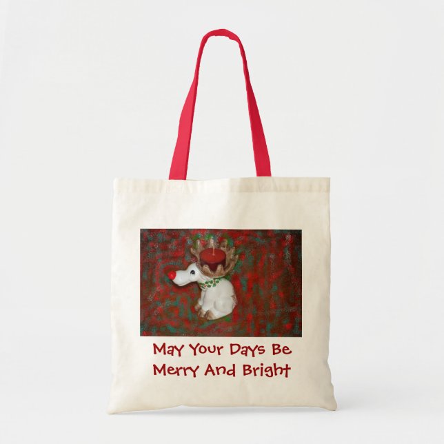 Tote Bag Noël Red Nez Reindeer Moose (Devant)