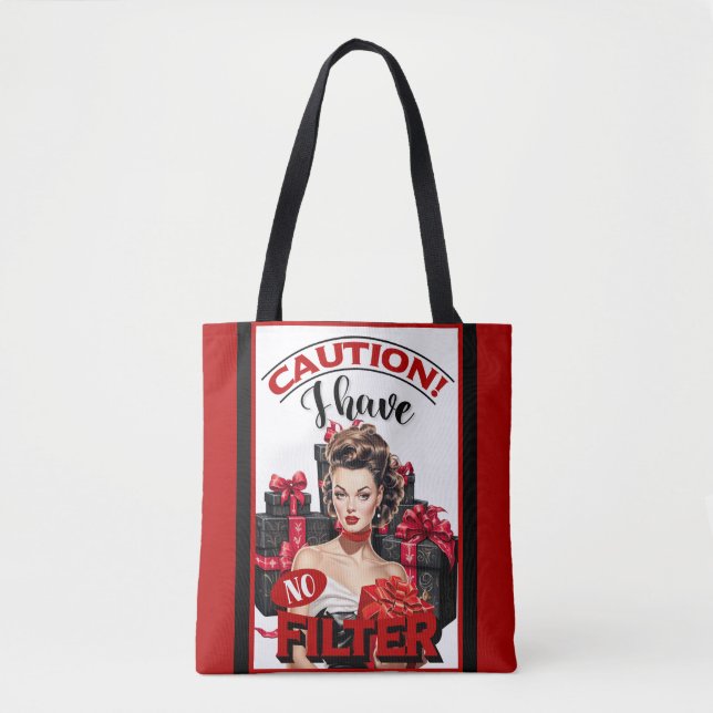 Tote Bag Noël Rétro Sans Filtre Pin-Up (Devant)